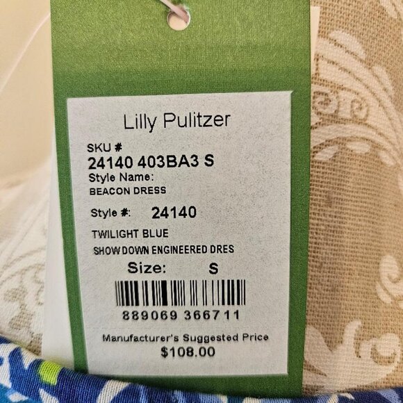 Lilly Pulitzer: NWT 3/4 Sleeve  Beacon T-shirt Dress Twilight Blue size S - Picture 7 of 10